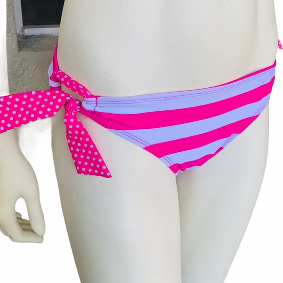 Mudd Pink & White Striped Bikini Bottom Swimwear - Picture 1 of 5